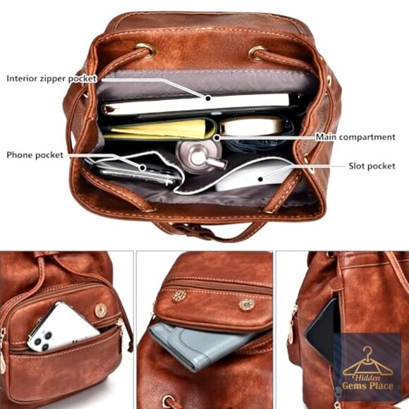 Mini Vegan Leather Backpack Purse for Women, Lightweight Travel Daypack main image 4